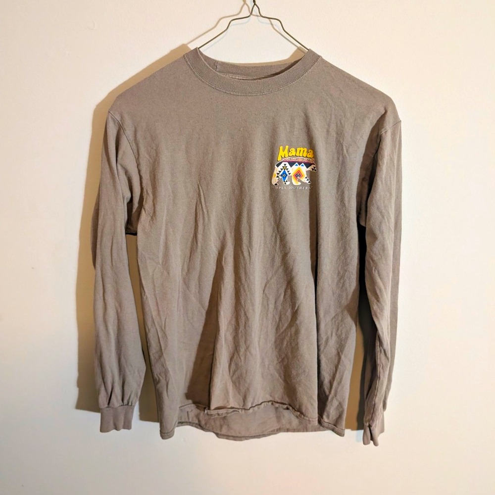 Simply Southern Mama Bear Aztec Graphic Long Sleeve Tee Tan Medium